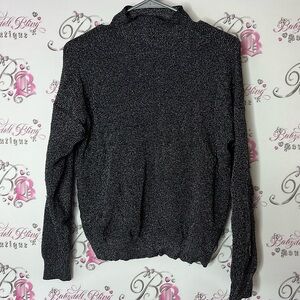 Jacqueline de yong sparkly silver Black Sweater turtleneck knitted warm